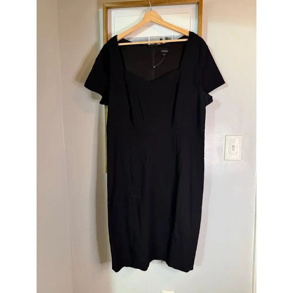Torrid black bodycon dress square neck wiggle dress stretch size 20